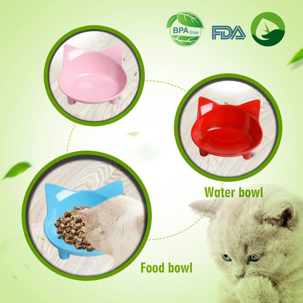 Cat Bowl Cat Food Bowls Non Slip Dog Dish Pet Food Bowls Shallow Cat Water Bowl Cat Feeding Wide Bowls to Stress Relief of Whisker Fatigue Pet Bowl of Dogs Cats Rabbits Puppy(Safe Food-Grade Material)