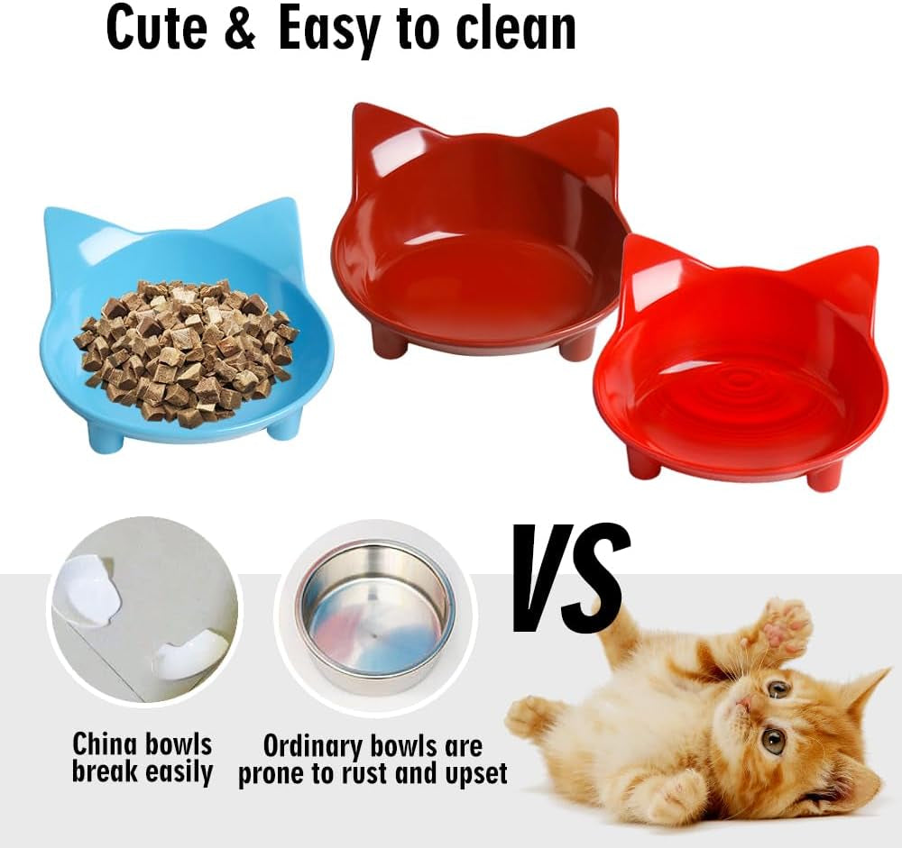 Cat Bowl Cat Food Bowls Non Slip Dog Dish Pet Food Bowls Shallow Cat Water Bowl Cat Feeding Wide Bowls to Stress Relief of Whisker Fatigue Pet Bowl of Dogs Cats Rabbits Puppy(Safe Food-Grade Material)
