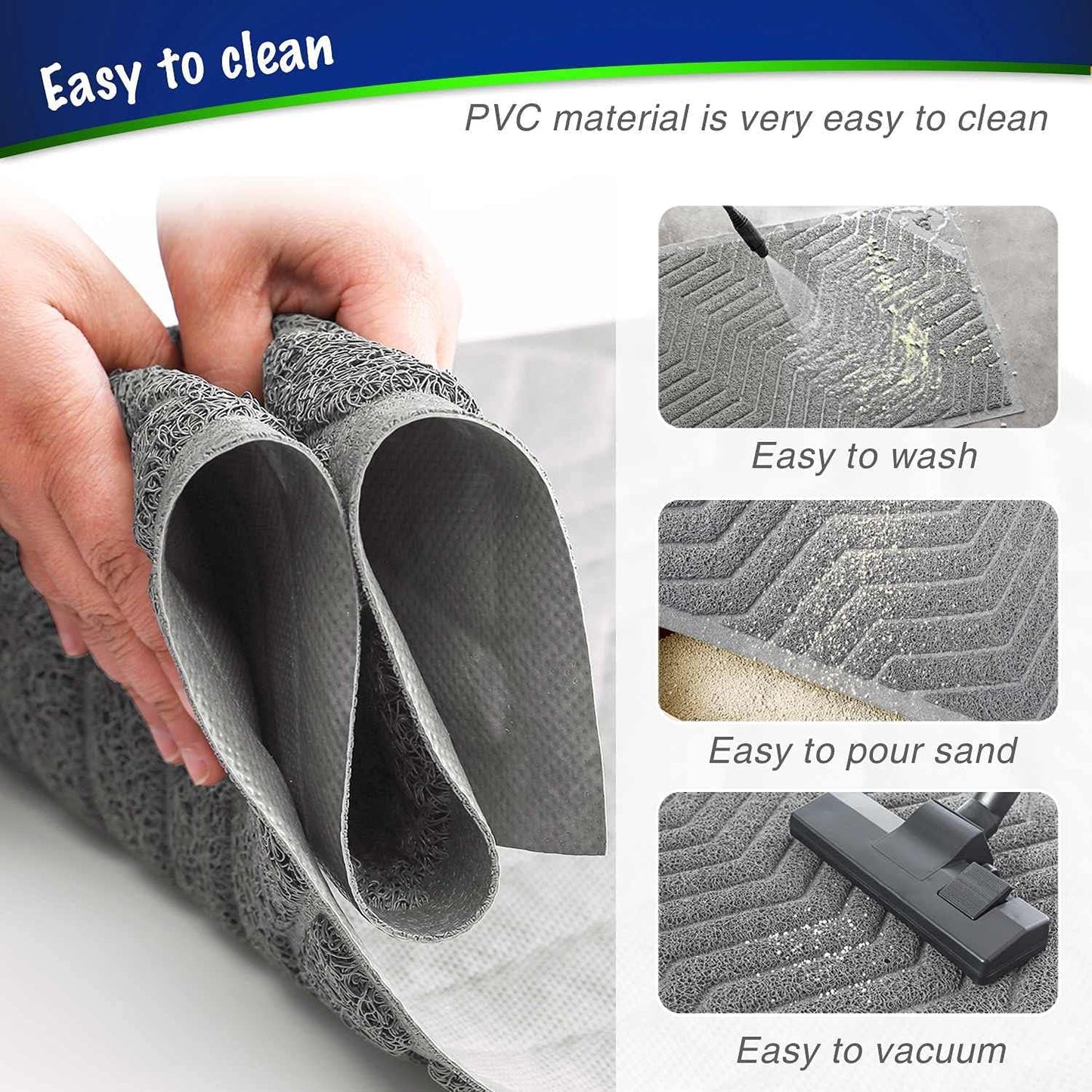 Cat Litter Mat, Kitty Litter Trapping Mesh Mat, 35 X 23 Inch Large, Premium Durable PVC Rug, No Phthalate, Urine Waterproof, Easy Clean, Washable, Scatter Control, Litter Box Carpet