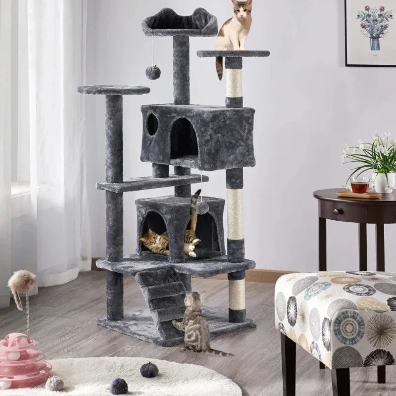 Çift Katlı Kedi Kulesi | Tırmalama & Oyun Alanı