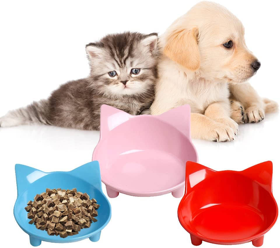 Cat Bowl Cat Food Bowls Non Slip Dog Dish Pet Food Bowls Shallow Cat Water Bowl Cat Feeding Wide Bowls to Stress Relief of Whisker Fatigue Pet Bowl of Dogs Cats Rabbits Puppy(Safe Food-Grade Material)
