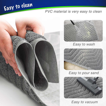 Cat Litter Mat, Kitty Litter Trapping Mesh Mat, 35 X 23 Inch Large, Premium Durable PVC Rug, No Phthalate, Urine Waterproof, Easy Clean, Washable, Scatter Control, Litter Box Carpet
