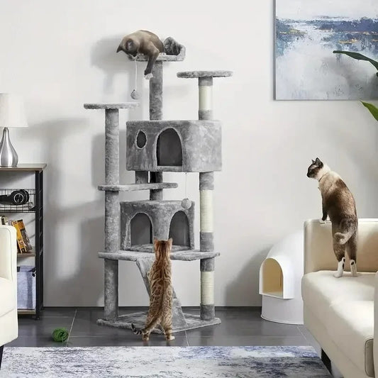 Çift Katlı Kedi Kulesi | Tırmalama & Oyun Alanı