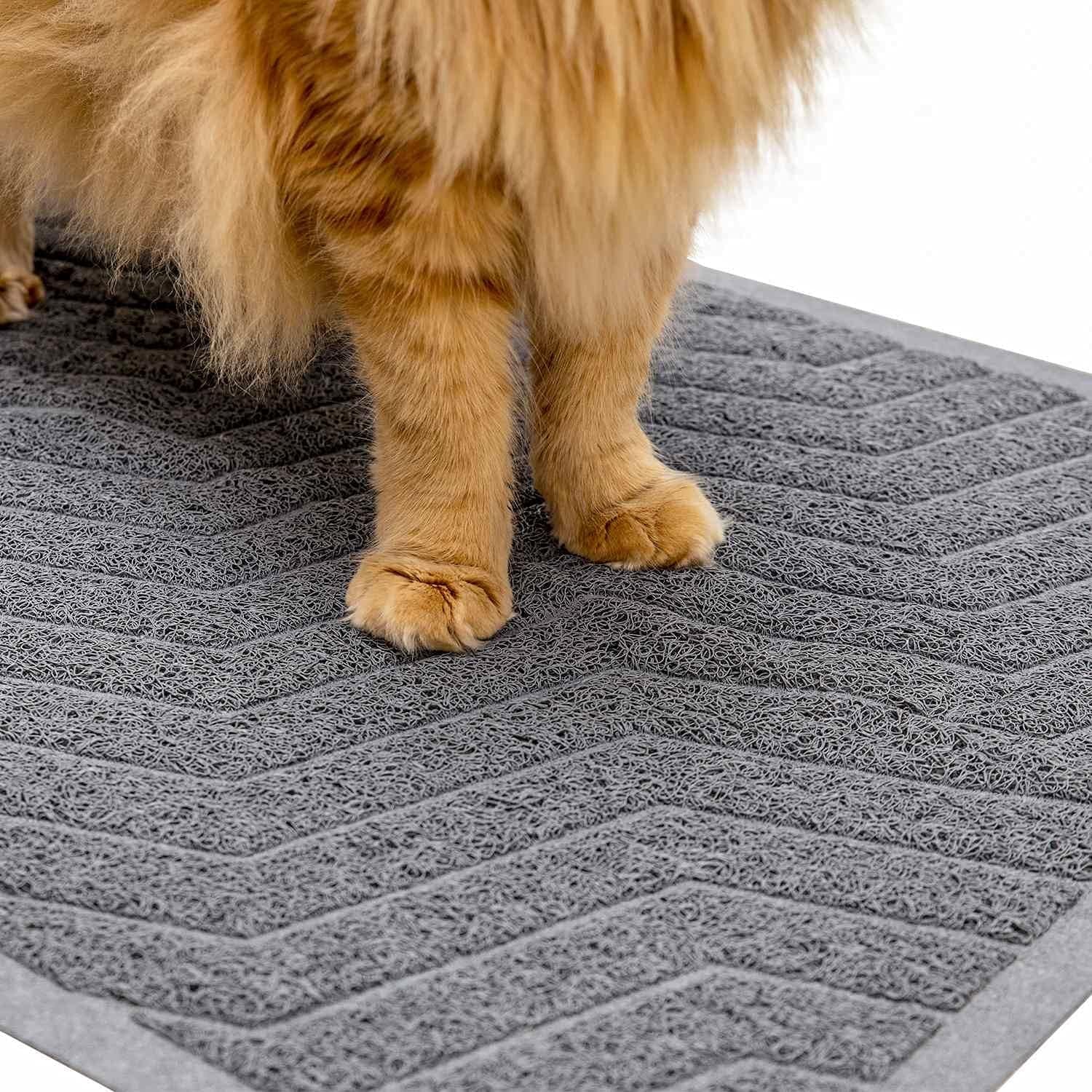 Cat Litter Mat, Kitty Litter Trapping Mesh Mat, 35 X 23 Inch Large, Premium Durable PVC Rug, No Phthalate, Urine Waterproof, Easy Clean, Washable, Scatter Control, Litter Box Carpet